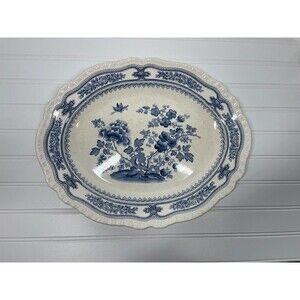 MASONS PATENT IRONSTONE CHINA Platter 15 1/2 " X 12 1/2" Blue White MANCHU